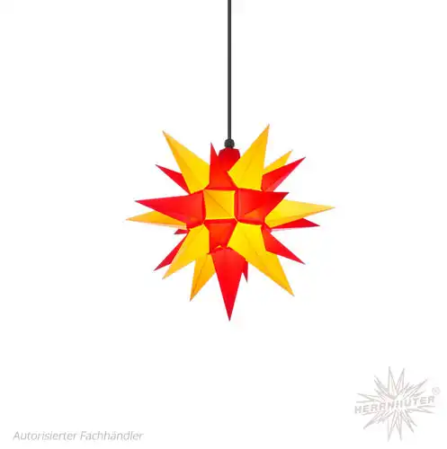 Herrnhuter Stern A4 Ø 40 cm Kunststoffstern - gelb/rot Wunderschöner und sehr hochwertiger Weihnachtsstern für Innen und Außen - das Original mit 25 Zacken
